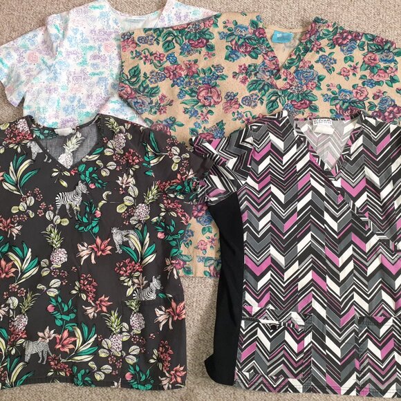 LOT OF 4 SCRUBS TOPS MEDICAL NURSING UNIFORM~SB SCRUBS~SCRUBSTAR-WOMENS SIZE XL - Picture 2 of 6